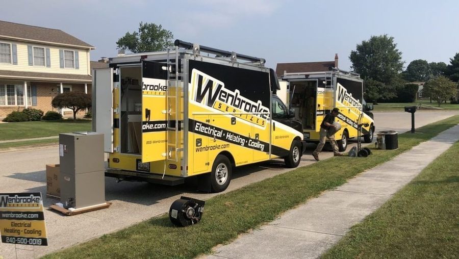Wenbrooke trucks delivering furnace.